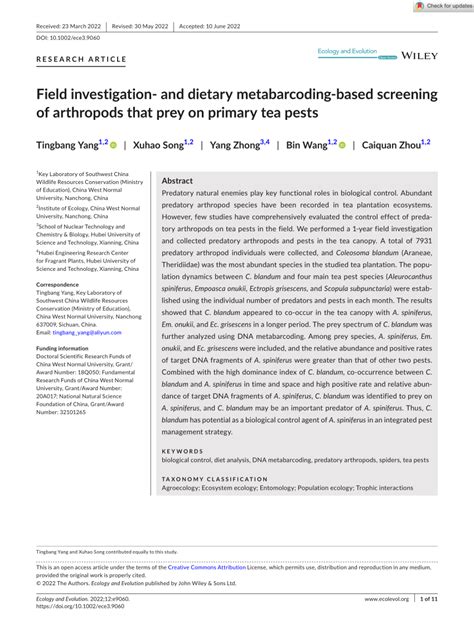 pimaytea|Field investigation‐ and dietary metabarcoding‐based screening .